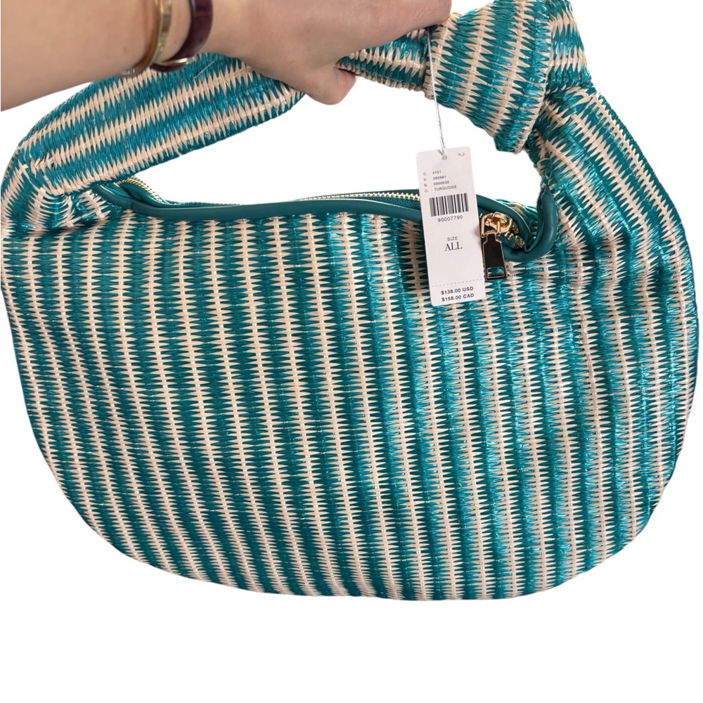 NWT Melie Bianco Anthropologie Brigitte Striped Raffia Large Beachy Bag Summer - Picture 4 of 15